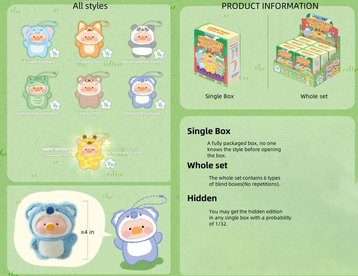 Lulu the Piggy Animal Party puppet show keychain