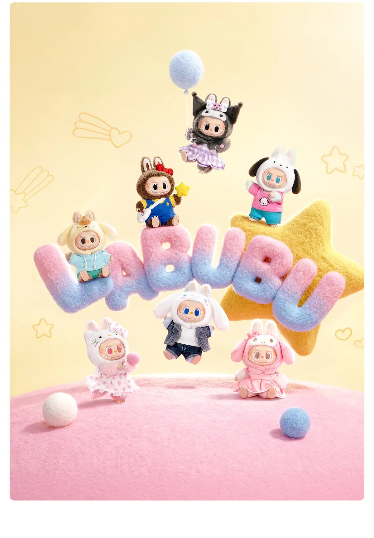 THE MONSTERS × Hello Kitty and Friends Series-Vinyl Plush Pendant Blind Box